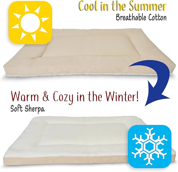 Pet Dreams Dog Crate Pad is The Original Dog Crate Bed, Kennel Mat, Washable, Crate Pads for Dog Cages, Kennel Bed, Non Toxic, Reversible, Perfect Cat Bed for Indoor Cats (Khaki, Medium 30 Inch)