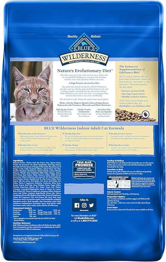 Blue Buffalo Wilderness High Protein, Natural Adult Indoor Dry Cat Food, Chicken 9.5-lb