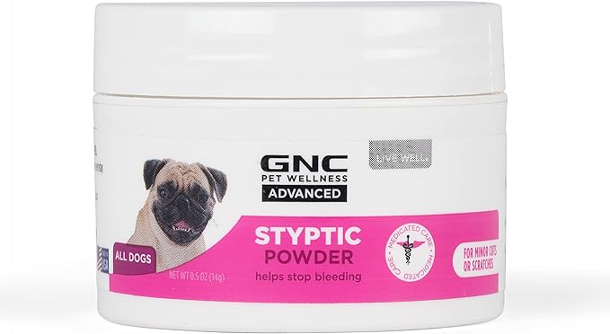 GNC Pets Advanced Styptic Powder for Dogs | Styptic Powder for Dogs, Use for Nail Clipping | Stop Bleeding with Styptic Powder for Dogs | Dog Styptic Powder, 0.5 oz