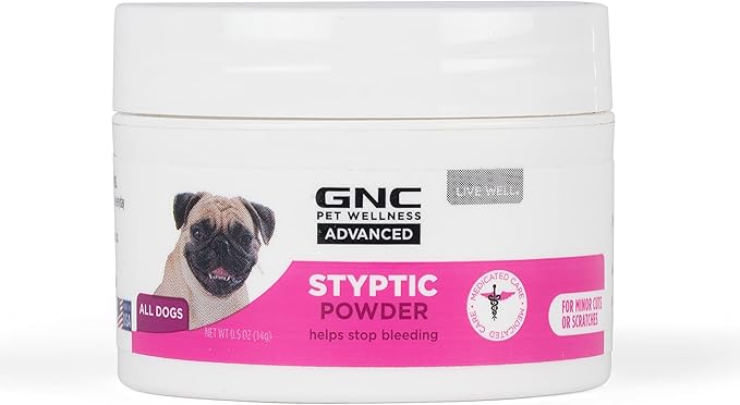 GNC Pets Advanced Styptic Powder for Dogs | Styptic Powder for Dogs, Use for Nail Clipping | Stop Bleeding with Styptic Powder for Dogs | Dog Styptic Powder, 0.5 oz