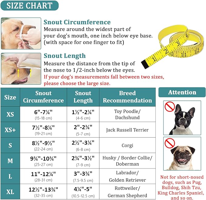 Mayerzon Dog Muzzle, Soft Mesh Covered Muzzles for Small Medium Large Dogs, Poisoned Bait Protection Muzzle with Adjustable Straps, Prevent Biting Chewing and Licking