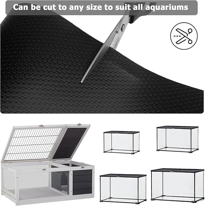 Reptile Tank Accessories,EVA Leopard Gecko Bearded Dragon Tank Accessories, Terrarium Tank Decor Carpet Substrate for Lizard, Iguana, Snake, Tortoise, Non-Adhesive Reptile Habitat Bedding, Black