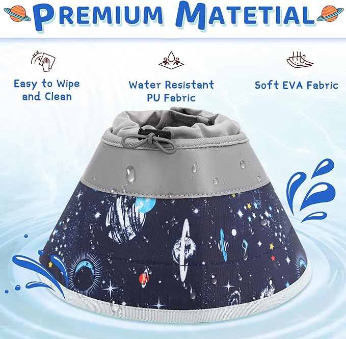 Cat Cone, Adjustable Cat Cone Collar Soft to Stop Licking, Foldable Cute Cat Cone Alternative, Water Resistant Neck Cone for Cats, Lightweight Cat Recovery E Collar for Cat Kitten（Grey, M