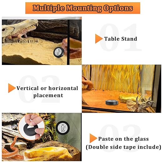 Reptile Tank Accessories, 2 Pack Bearded Dragon Tank Thermometer Humidity Gauge for Leopard Gecko, Jumping Spider, Snake, Gecko, Ball Python, Lizard