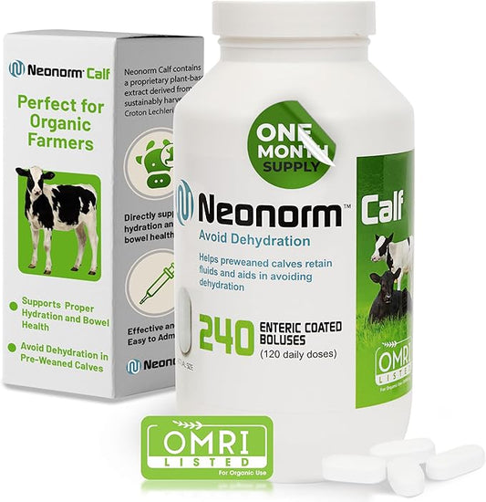 Jaguar Animal Health Neonorm Calf - Enteric Coated Supplement Boluses for Proper Hydration & Bowel Health - Plant-Based Product for Pre-Weaned Calves (240 Count)