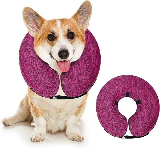 MIDOG Dog Cone Collar, Inflatable Dog Neck Donut Collar Alternative After Surgery, Soft Protective Recovery Cone for Small Medium Large Dogs and Cats Puppies - Alternative E Collar (Rose, S)