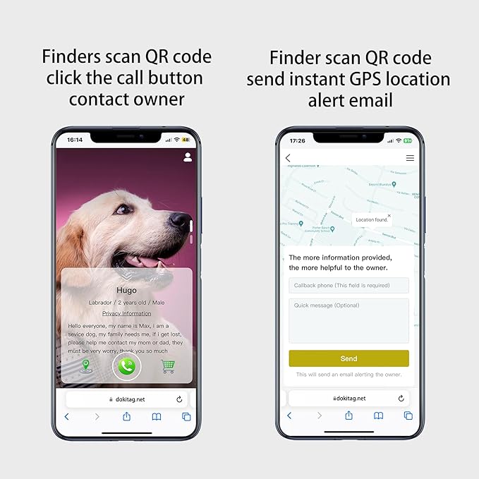 QR Code Pet ID Tag,QR Code Dog Tag，Dog ID Tag, Pet Online Profile, Multiple Emergency Contact,Scan QR Receive Instant Pet Location Alert Email(Text A, Small)