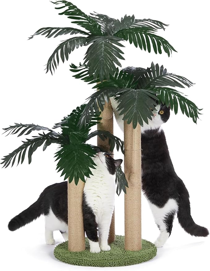 31.5Inch Cat Scratching Post,Cat Scratcher Tree with 3 Scratching Poles & 2 Interactive Dangling Balls,Cats Scratching Posts for Indoor Kitten & Adult Cats