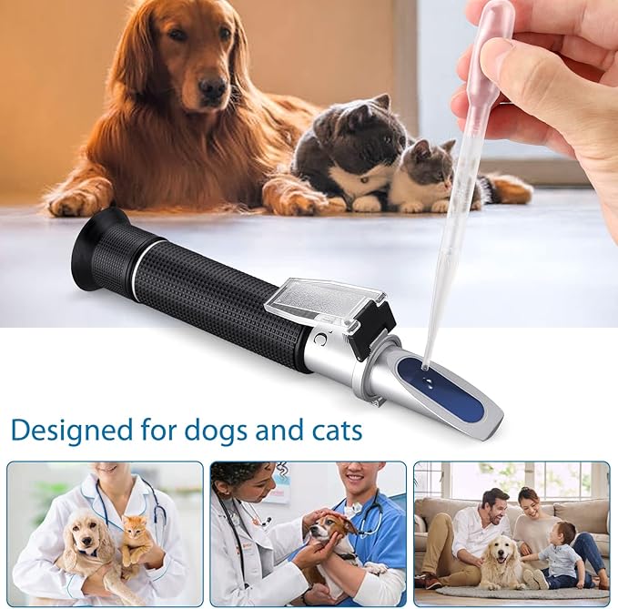 AUTOUTLET Refractometer 3-in-1 Animal Clinical Refractometer with ATC Function Measuring Animal's Urine Specific Gravity and Serum Protein for Veterinary and Pet Owner