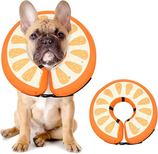 Dog Cone Collar for Small Medium Large Dogs for After Surgery, Pet Inflatable Neck Donut Collar Soft Protective Recovery Cone for Dogs and Cats - Alternative E Collar Does not Block Vision Orange,M