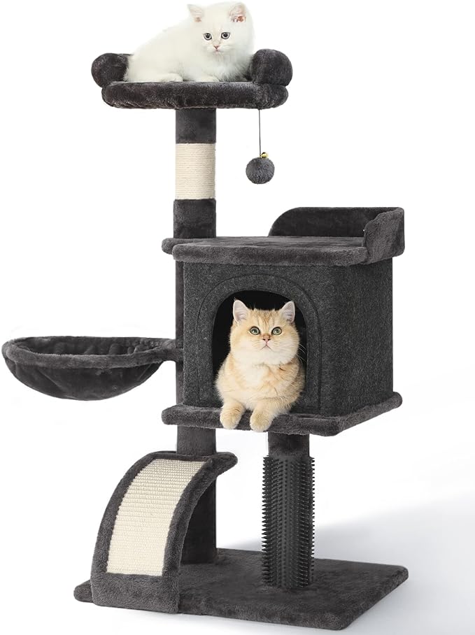 HOOPET Small Cat Tree 36.6 Inches Multi-Level Cat Tree, Cat Tower for Indoor Cats, Cat Condo with Sisal Scratching Post, Hammock, Plush Perch, Cat Furniture Activity Center for Cats, Kitten/Small Cats