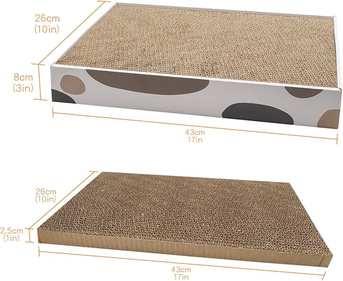 ComSaf Cat Scratcher Cardboard Indoor - 17"x10" Cat Refill Box with 3 Pcs Scratching Board Reversable Long Lasting Clawing Pad for Cats, Corrugate Scratchers Bed Sofa Couch Furniture Wall Protector