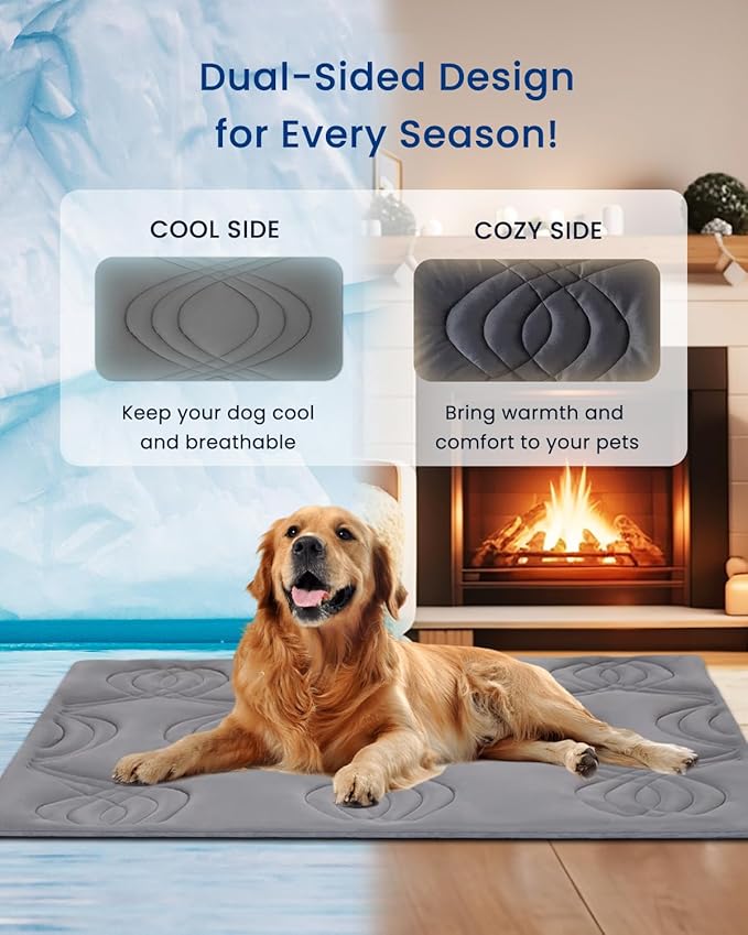 ZonLi Dog Cooling Mat, 59" x 40"Extra Large, Cooling Pad for Dog with Premium Silicone, Pet Cooling Mats Reversible (Cool & Warm) for Crate, Kennel, Sofa, Bed, Washable, Durable, Polar Grey