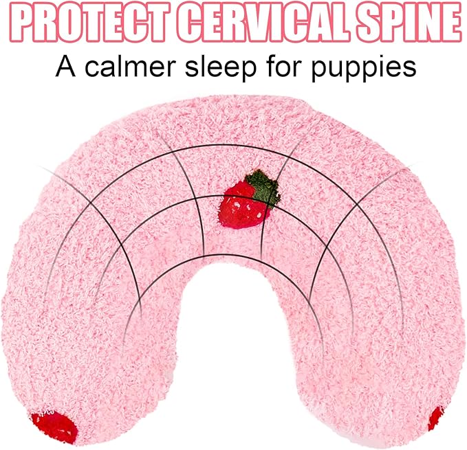 BABORUI Large Dog Calming Pillow for Dogs, U Shaped Dog Neck Pillow for Joint Relief Sleeping Improve, Machine Washable Pet Pillow for Dogs & Cats(Pink)