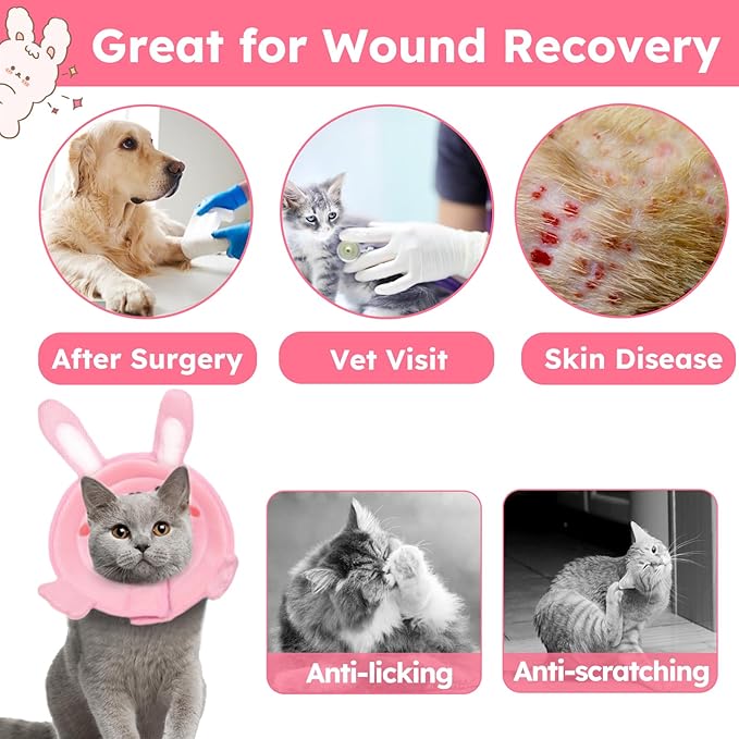 Cat Cone After Surgery, Breathable Cat Cone Collar Soft, Adjustable Cat Recovery Collar to Stop Licking, Protective Pet Elizabethan Collar for Cat Kitten