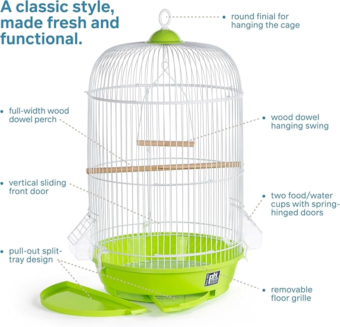 Prevue Hendryx SP31999G Classic Round Bird Cage, Green,1/2"