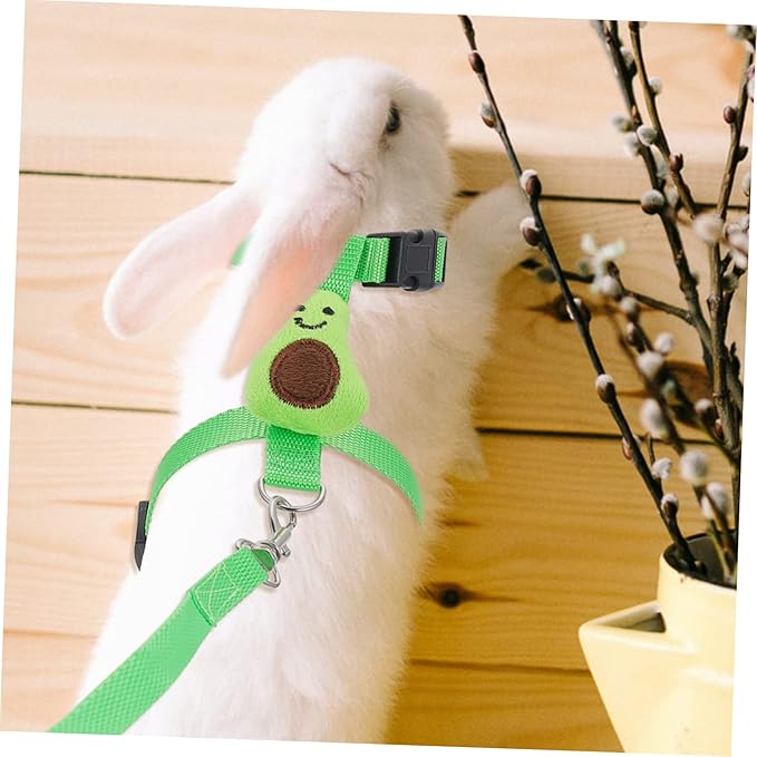 1 Set Rabbit Leash Hedgehog Avocado Leash Mini Pig Harness Ferret Walking Vest Bunny Harness and Leash for Rabbits Rabbit Harness kit Bunny Harness Large Polyester pet Hamster
