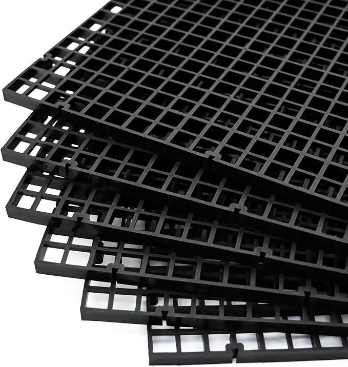 ALEGI Aquarium Fish Tank Divider Plastic Egg Crate Aquarium Filter Bottom Tray Plastic Grid (S 6pcs Black)