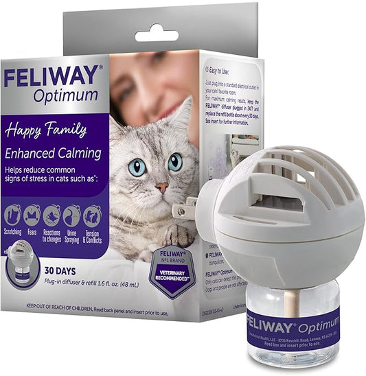 FELIWAY Optimum Cat, Enhanced Calming Pheromone Diffuser, 30 Day Starter Kit (48 mL)