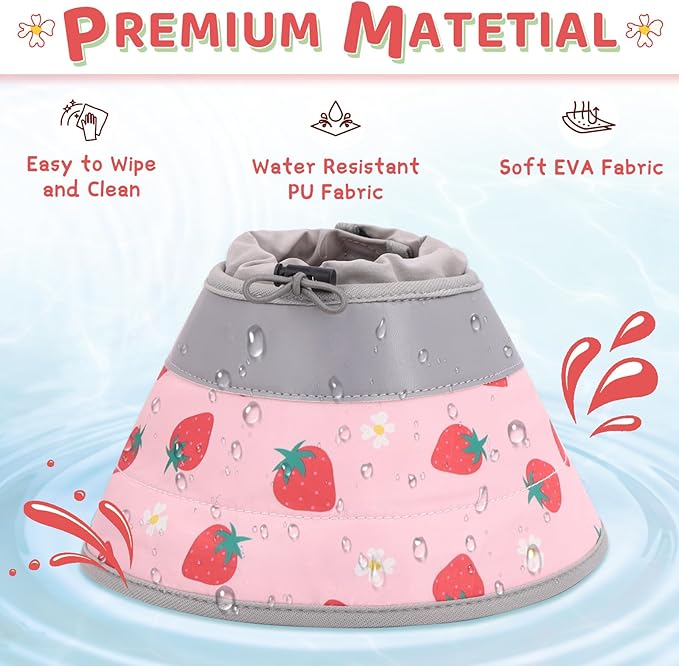 Cat Cone, Adjustable Cat Cone Collar Soft to Stop Licking, Foldable Cute Cat Cone Alternative, Water Resistant Neck Cone for Cats, Lightweight Cat Recovery E Collar for Cat Kitten（Pink，S