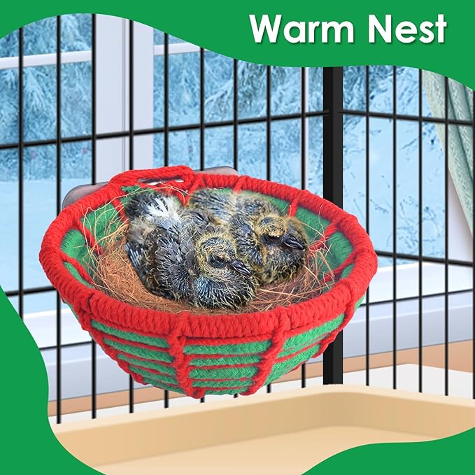 KATUMO Bird Nest, Cockatiel Breeding Nest Parakeet Bed with Natural Coconut Fiber Bedding for Budgie, Parakeet, Cockatiel, Conure, Lovebird, Canary, Finch, Small Birds