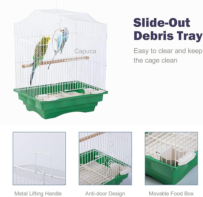 Small Bird Travel Cage - The Lightweight Small Birds Starter Kit with Birdcages and Accessories Great for Parakeets Lovebirds Parrotlets Finches Canaries