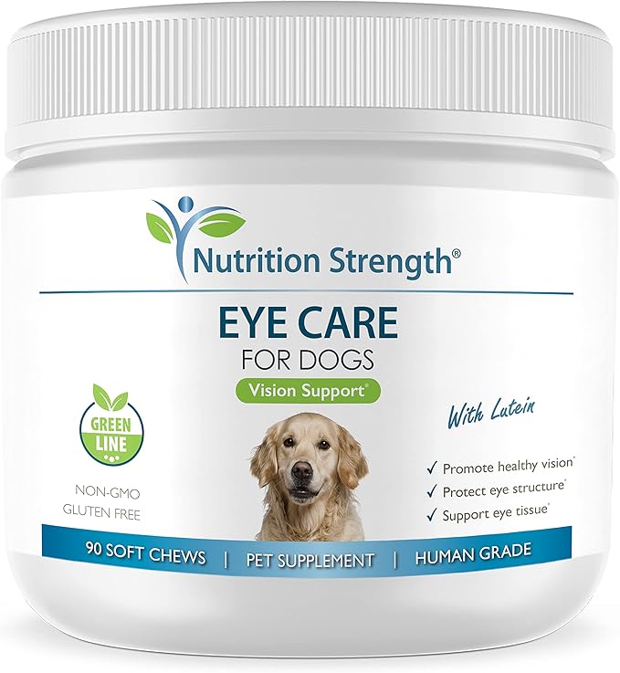 Eye Care for Dogs Daily Vision Supplement with Lutein, Zeaxanthin, Astaxanthin, CoQ10, Bilberry Antioxidants, Vitamin C, Vitamin E Support for Dog Eye Problems, 90 Soft Chews