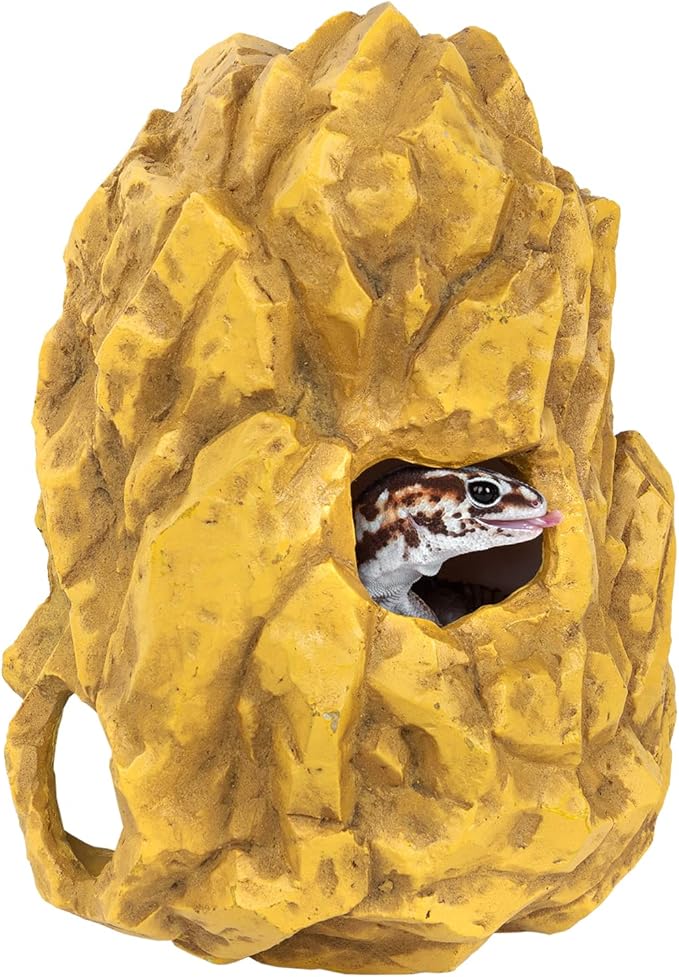 REPTIZOO Reptile Hide Hookable Multi-levels Hideout Resin Reptile Cave Bearded Dragon Hideout Reptile Terrarium Accessories Decor for Reptiles, Amphibians, Snakes, Lizards,Leopard Gecko