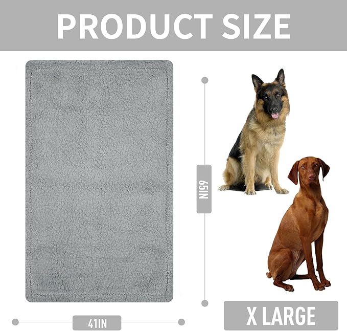 furrybaby Dog Blanket Soft Dog Blankets for Large Dogs Puppy Essentials Washable Fluffy Sherpa Fleece Cat Blanket 41x65 Inches for Bed Furniture Couch Sofa (Double-Layer X Large, Grey)