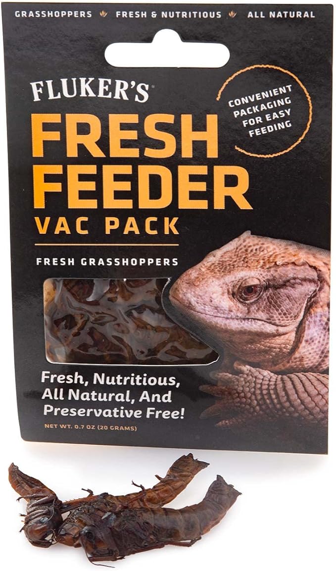 Fluker's Fresh Feeder Vac Pack Grasshoppers, All Natural and Preservative Free, Great for Insect Eating Reptiles, Birds, or Small Animals, 0.7 oz