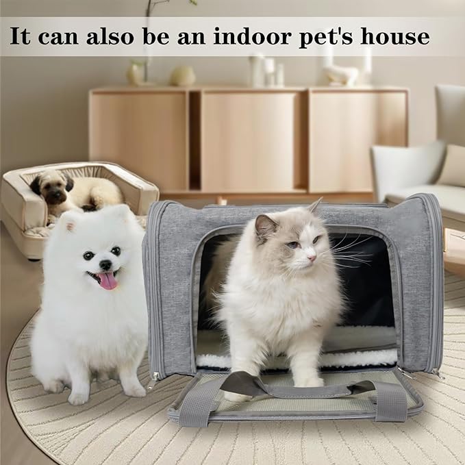 Dog Cat Carrier Pet Carriers for Small Medium Large Cats Dogs Carrier Soft Sided Small Puppy Dog Carrier Portable Foldable Airline Approved Dog Cat Travel Carrier Grey Medium