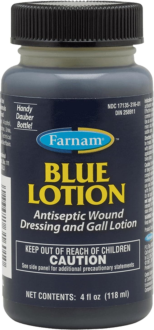 Farnam Blue Lotion Antiseptic Wound Dressing and Gall Lotion for use on Horses and Dogs, Blue 4 Ounces