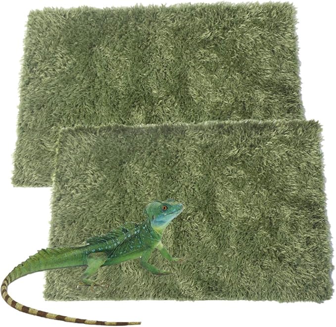 kathson 2pcs Reptile Carpet Terrarium Liner Tortoise Bedding Reptile Substrate Liner Mat Pet Cage Mats Supplies for Snakes Bearded Dragon Lizard Gecko Chameleon Turtles Iguana (19.68 X 11.81 in)