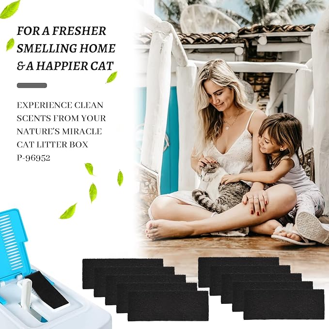 10 Pack Litter Box Carbon Filters Spare Activated Charcoal Filter for Nature's Miracle Cat Litter Box