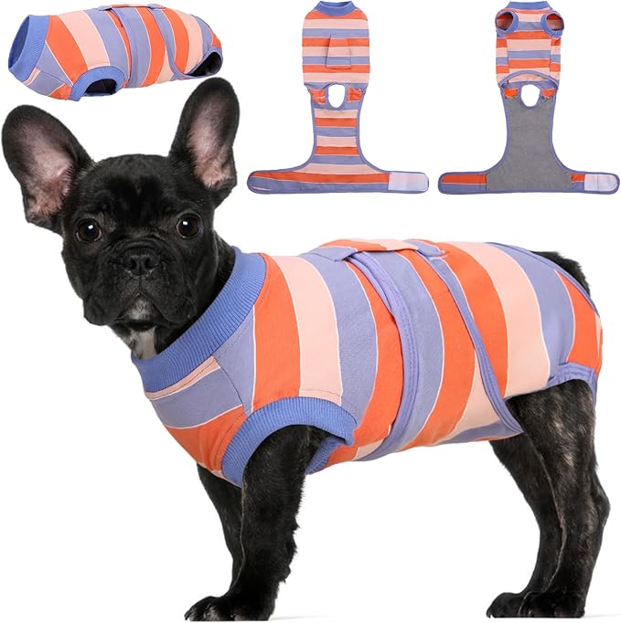 Kuoser Recovery Suit for Dogs After Surgery, Soft Dog Surgery Suit for Female Spay Male Neuter, Breathable Dog Onesie E-Collar & Cone Alternative Pet Bodysuit Anti Licking Wounds Surgical Shirt, XS