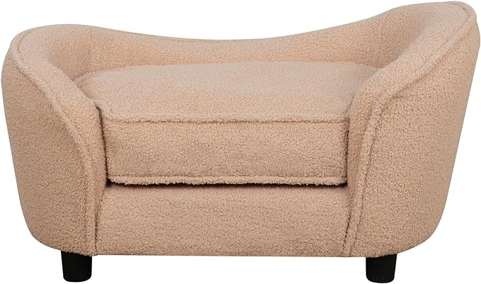 Velvet Pet Sofa Bed, Cat Sofa Couch, Comfy Dog Sofa & Chair for Small Dogs, Pet Couch Chair with Removeable & Washable Cushion for Puppy & Cats(brown)