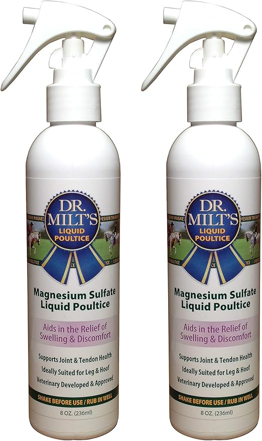 Horse Topical Epsom Salt Pain Relief Ointment Rub: Poultice and Liniment Fortified with Arnica for Horses and Animals. 2 Pack - 8oz Spray