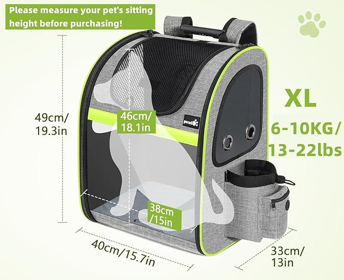 Pecute Pet Carrier Backpack, Large Cat Carrier Backpack Hold Up to 22 Lbs, Expandable cat Backpack with Breathable Mesh for Medium Dogs Cats, or 2 Small Pets, Dog Backpack Carrier for Travel Hiking