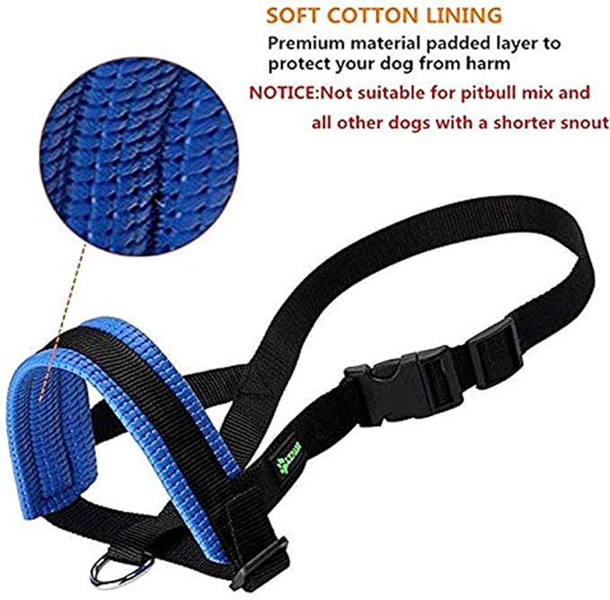 Dog Muzzle for Small, Medium, Large Dogs Prevent from Biting, Barking and Chewing, Adjustable Loop (M/Blue)