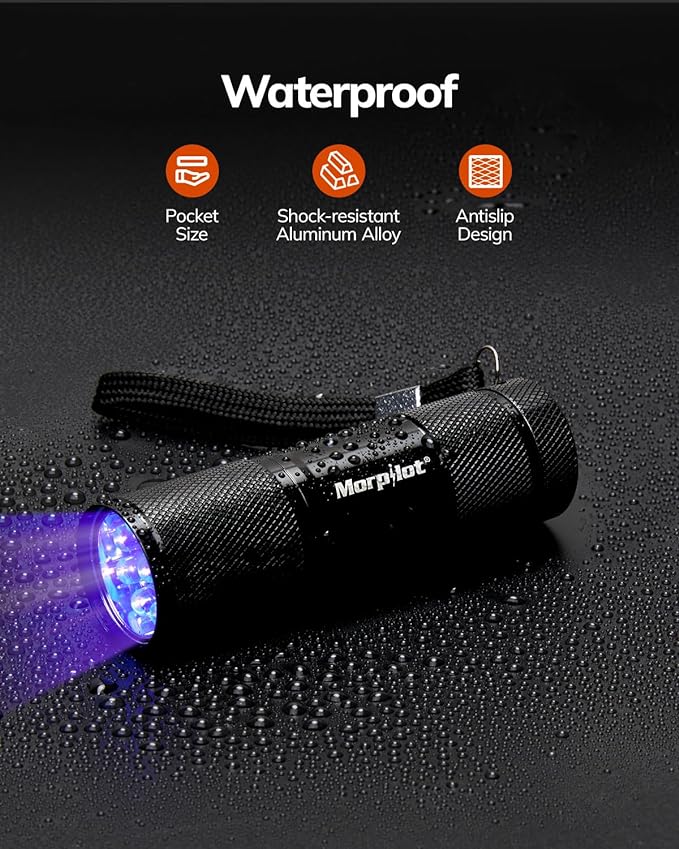 Morpilot Black Light Flashlight Mini UV Flashlight: 395nm Blacklight Flashlights, 9 Led Pet Urine Detector Light for Dog/Cat, Dry Stains, Resin Curing, Bed Bug