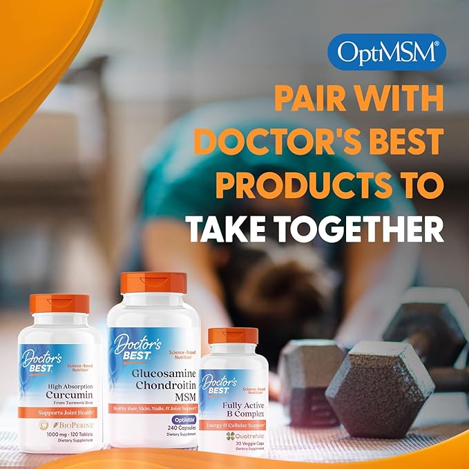 Doctor's Best Glucosamine Chondroitin Msm with OptiMSM Capsules, Supports Healthy Joint Structure, Function & Comfort, Non-GMO, Gluten Free, Soy Free, 240 Count (Pack of 1)