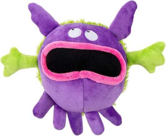 goDog PlayClean Germs Squeaky Plush Dog Toy with Odor-Eliminating Essential Oils, Chew Guard Technology - Purple, Large