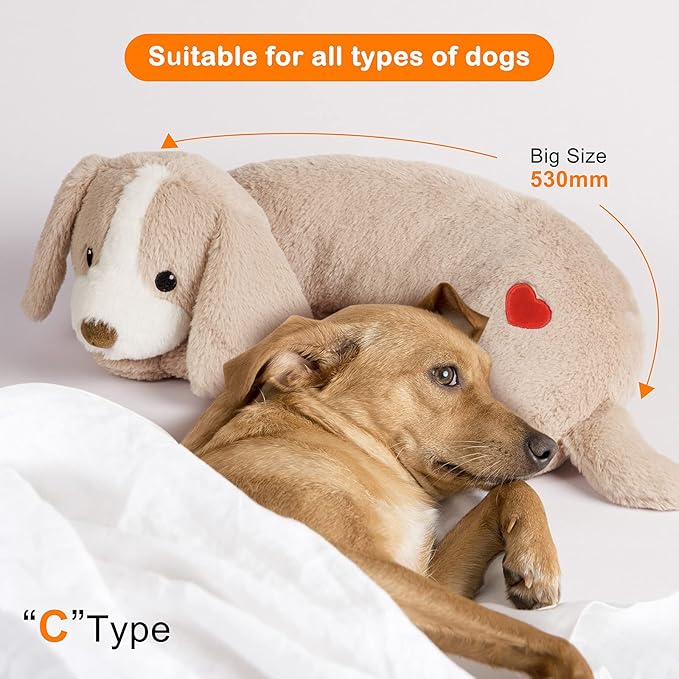 Puppy Heartbeat Toy Heartbeat Stuffed Toy for Dogs, Dog Heartbeat Toy for Pet Anxiety Relief Sleep Aid Cuddle Comfort Calming Crate Kennel Training, Puppy Essentials