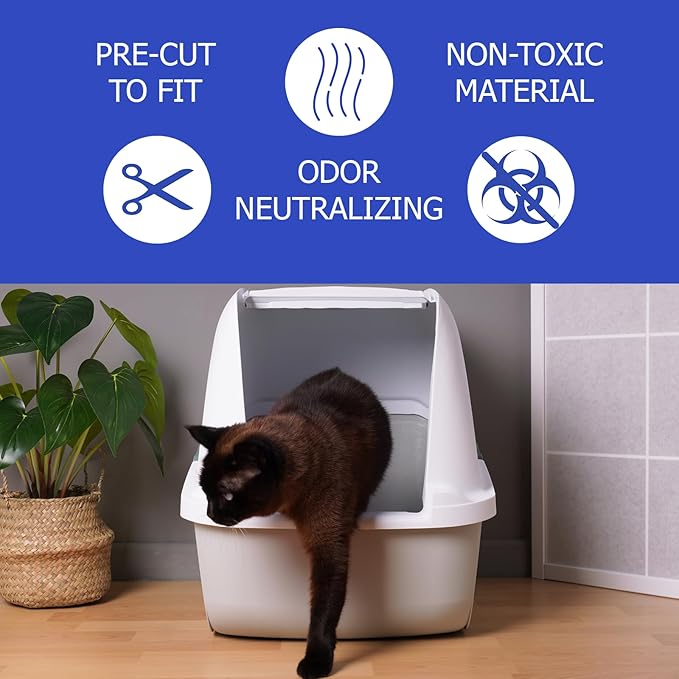 Hooded Litter Box Filters - Replacement Filters - Activated Charcoal Filter - 6 Inch x 6.5 Inch - 6 Pack