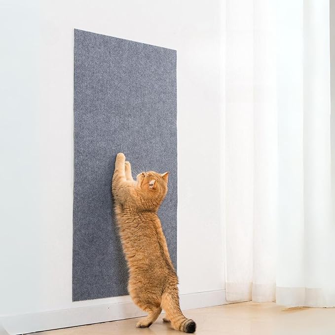 Cat Scratch Mat (5 Pack), 23.6’’ x 11.8’’ Cat Wall Stracther, Versatile Self-Adhesive Replacement Easy Use for Cat Trees, Cat Wall Furniture, Scratching Posts, and Couch Protection (Grey)