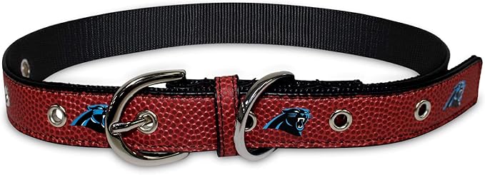 Pets First Tough Leather Pet Collar NFL Carolina Panthers Premium Dog Collar, Limited Edition, Size Large. Best & Strongest Heavy-Duty Dog Collar!, 20-29" Long & 1" Wide, CAR-3081-LG