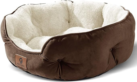 Medium Dog Bed for Medium Dogs, Large Cat Beds for Indoor Cats, Pet Bed for Puppy and Kitty, Extra Soft & Machine Washable with Anti-Slip & Water-Resistant Oxford Bottom, Brown, 25 inches