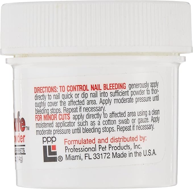 PPP Nail-Safe Styptic Powder for Dogs & Cats - Quickly Stops Bleeding from Nail Clipping - for Groomers and Veterinarians - 0.5 oz