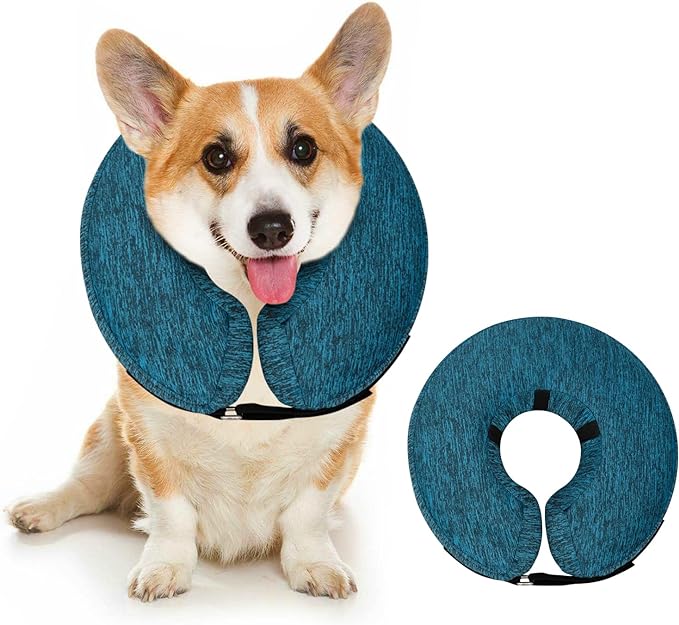 MIDOG Dog Cone Collar, Inflatable Dog Neck Donut Collar Alternative After Surgery, Soft Protective Recovery Cone for Small Medium Large Dogs and Cats Puppies - Alternative E Collar (Blue, S)