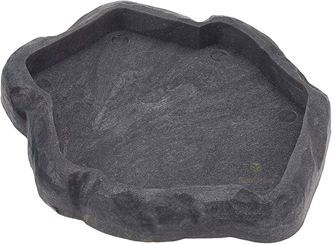 SunGrow Hermit Crab Water Bowl and Bathing Pool, 5 x 5.5 Inches, Reptile Food Bowl and Hermit Crab Supplies, Water Dish and Climber, Charcoal Color, 1 Pc/Pack